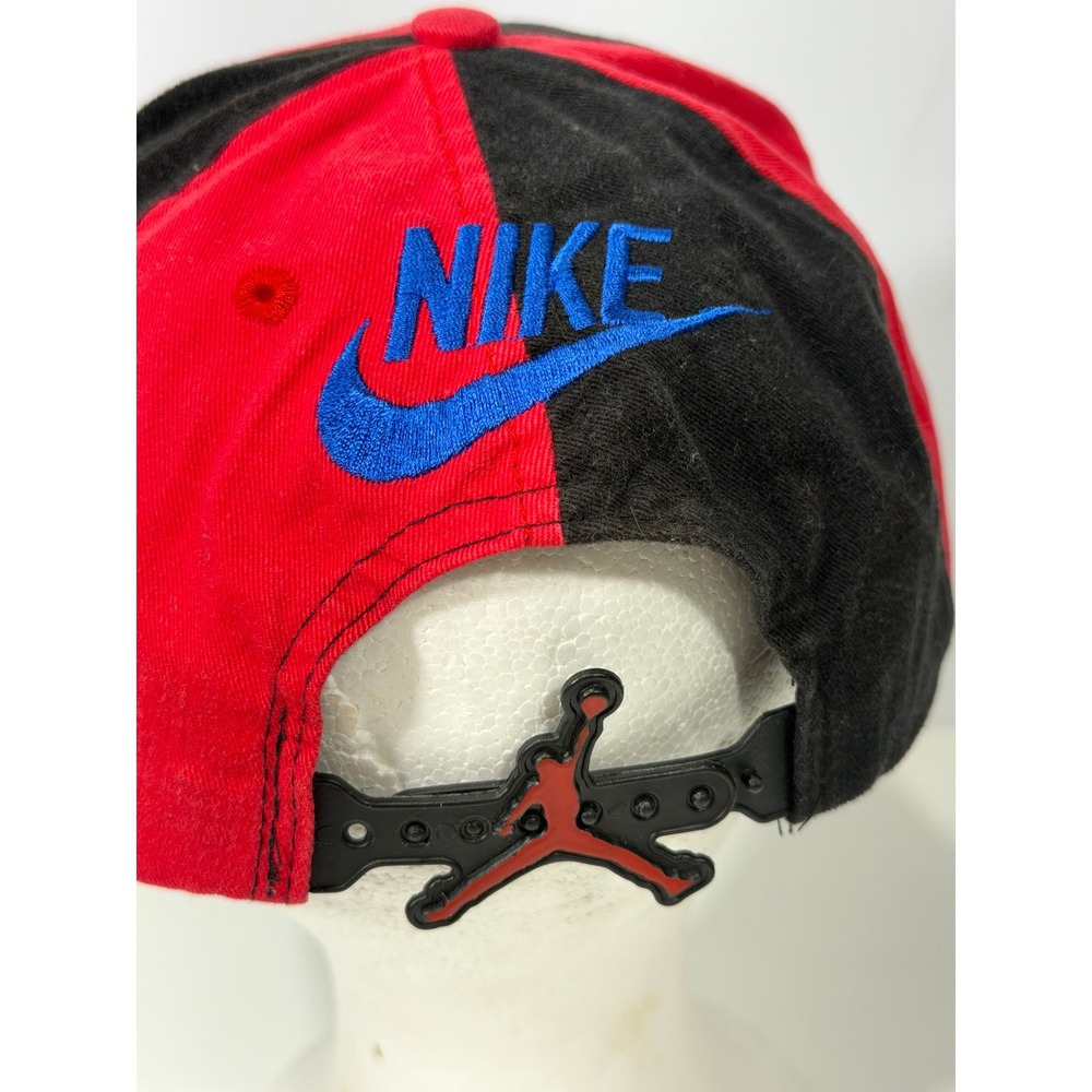 Vintage Nike Air Jordan Snapback Hat Red Black Split Jumpman 90s Cap S3-08-11 - Picture 5 of 8